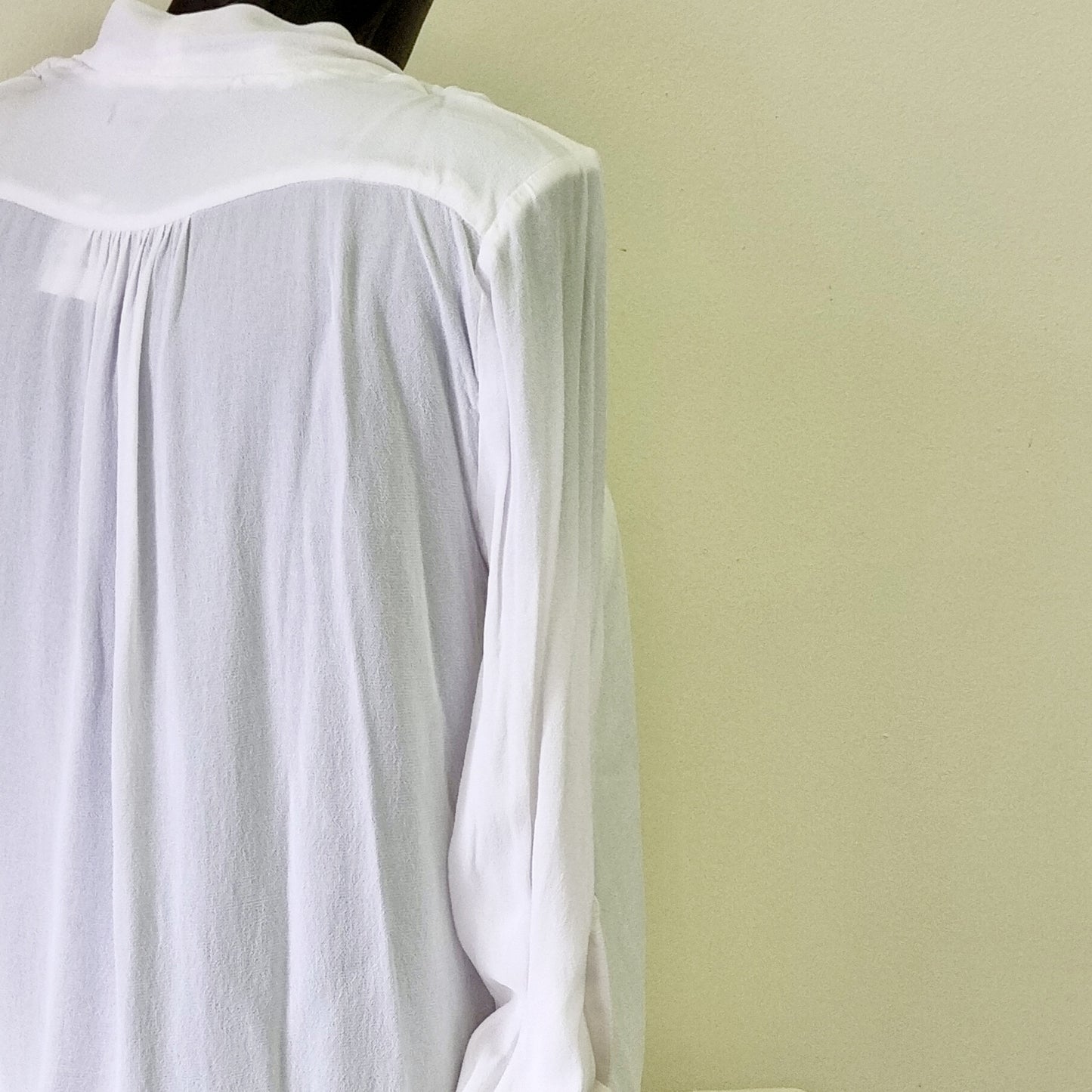 Zara Woman - White long sleeve cross over blouson blouse