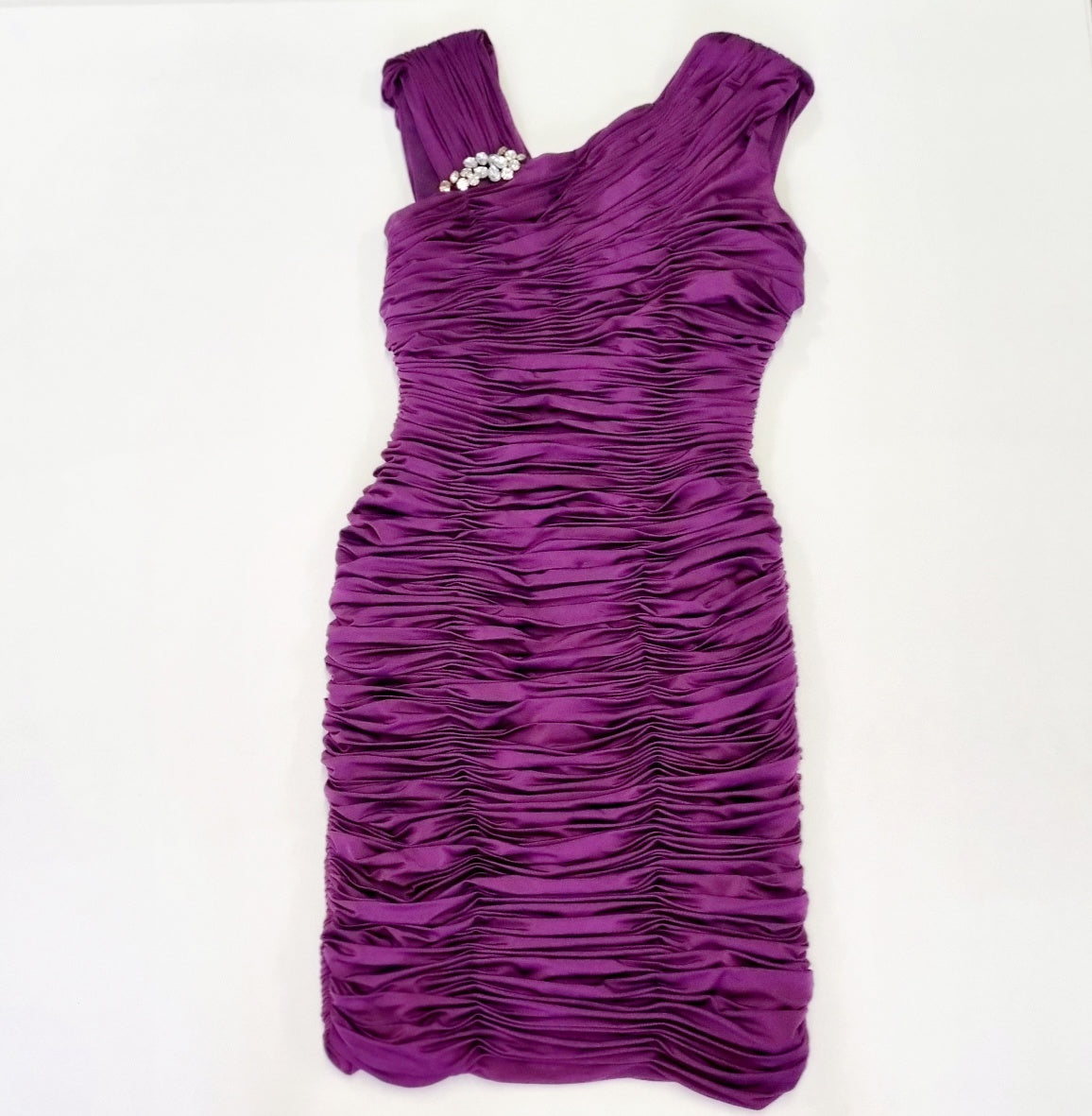 Bicici - Formal ruched purple midi dress