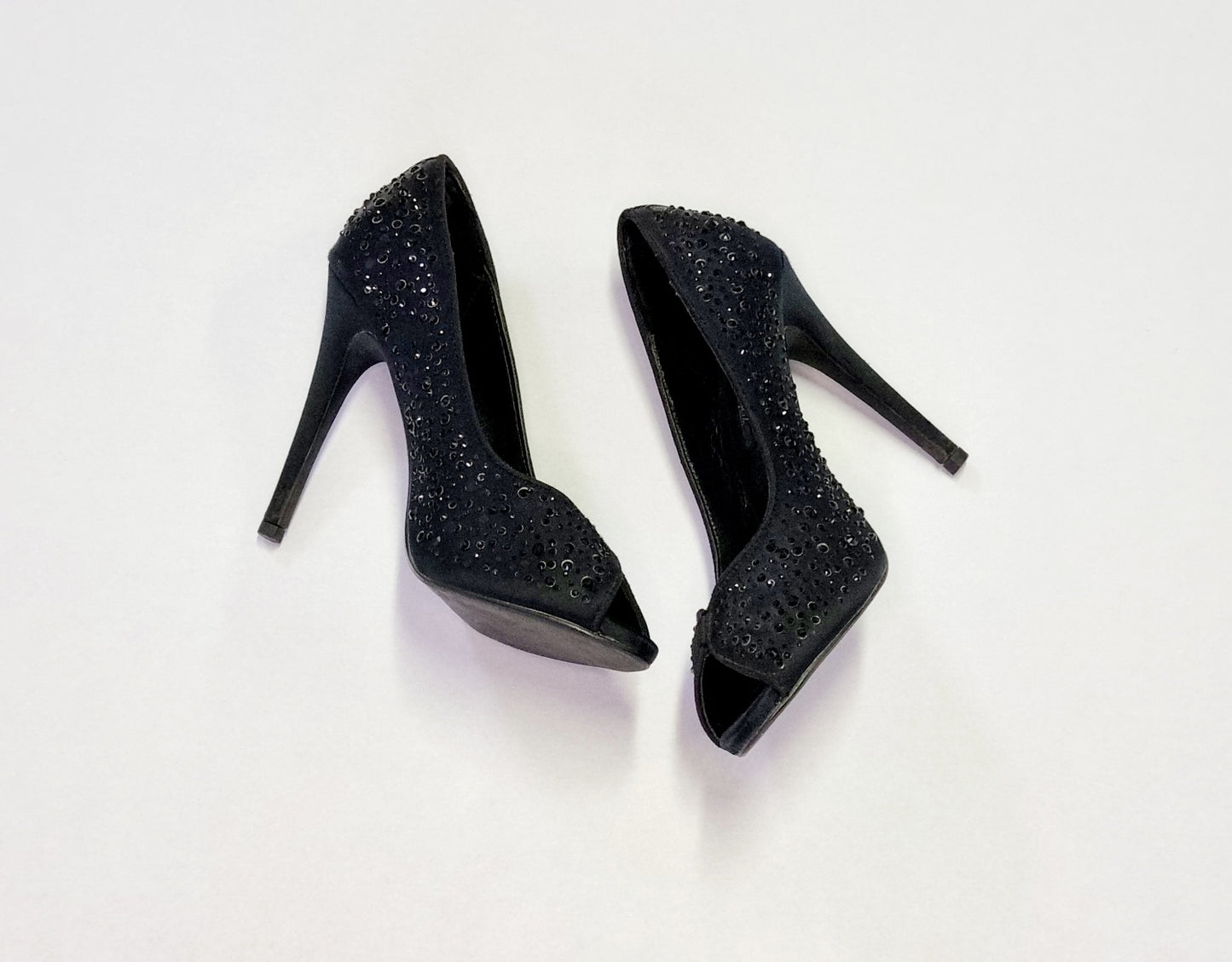 Errol Frendz - Black beaded open toe court stiletto heels