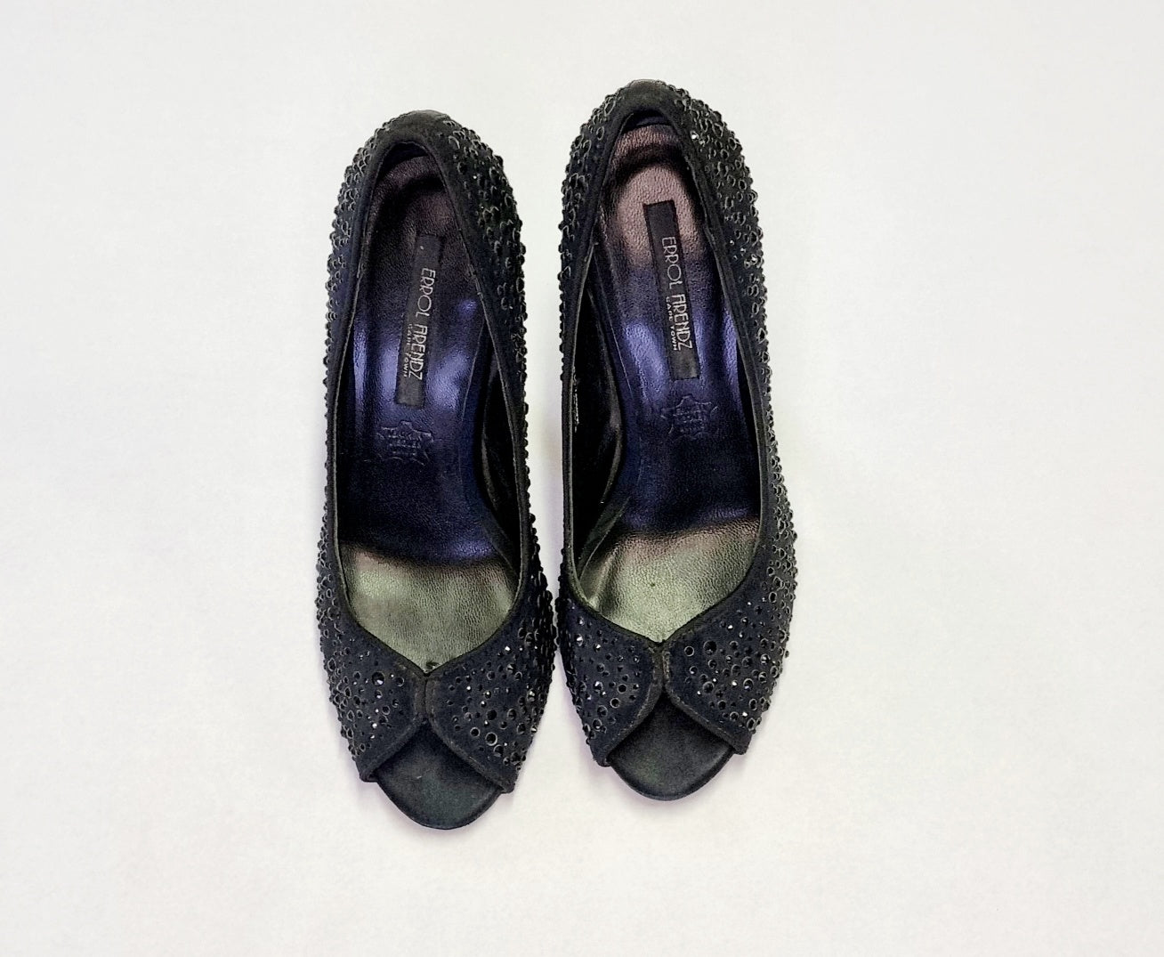 Errol Frendz - Black beaded open toe court stiletto heels