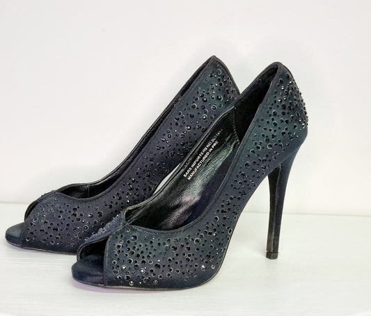 Errol Frendz - Black beaded open toe court stiletto heels