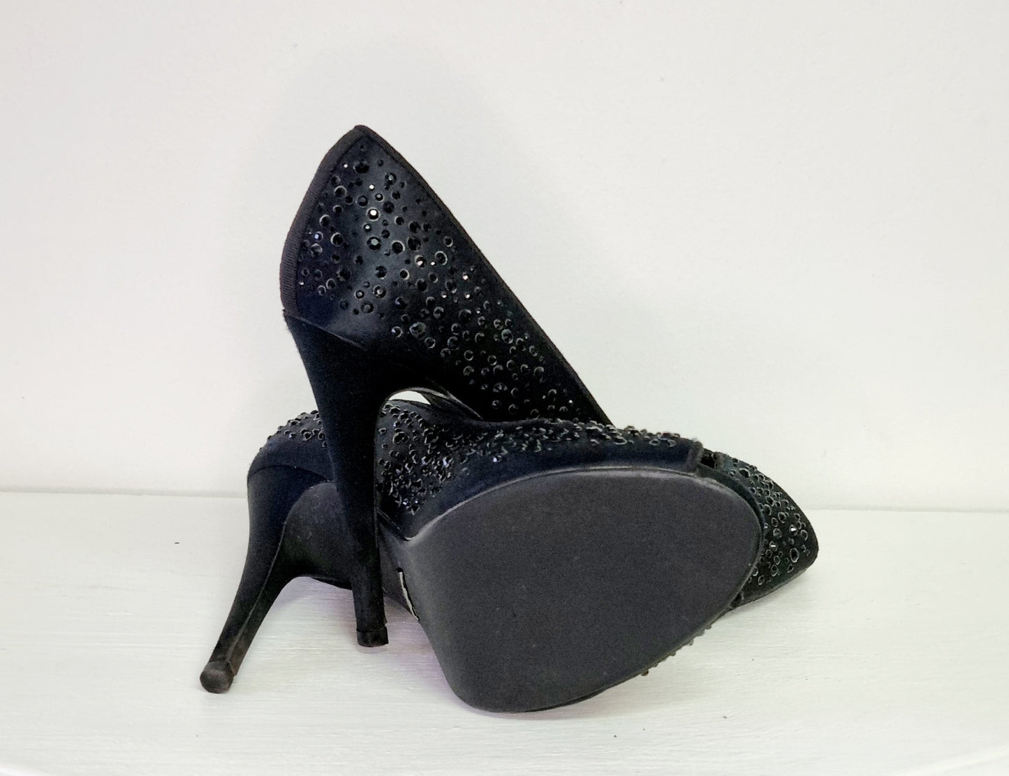 Errol Frendz - Black beaded open toe court stiletto heels
