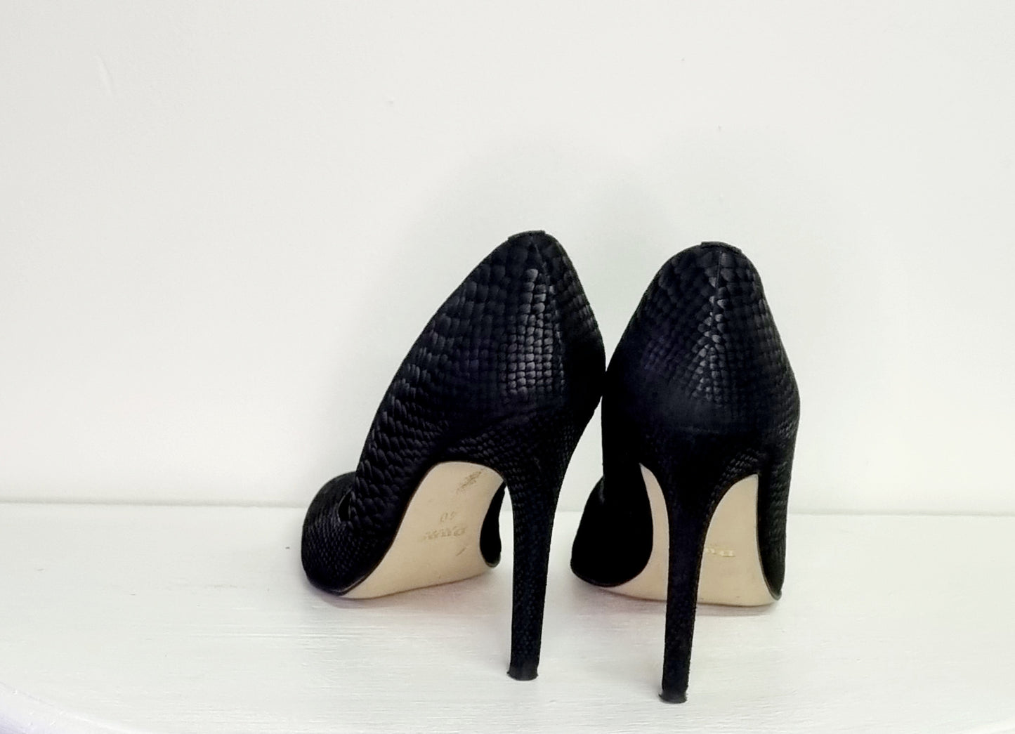 Dune London - Black Snake Print Heeled Court Shoe