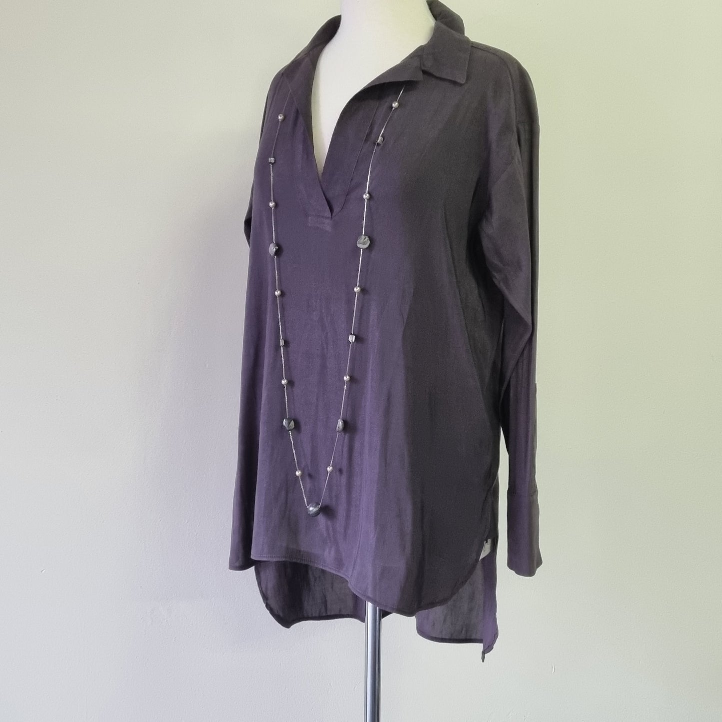 H&M Conscious - Charcoal long sleeve hi-lo dress shirt