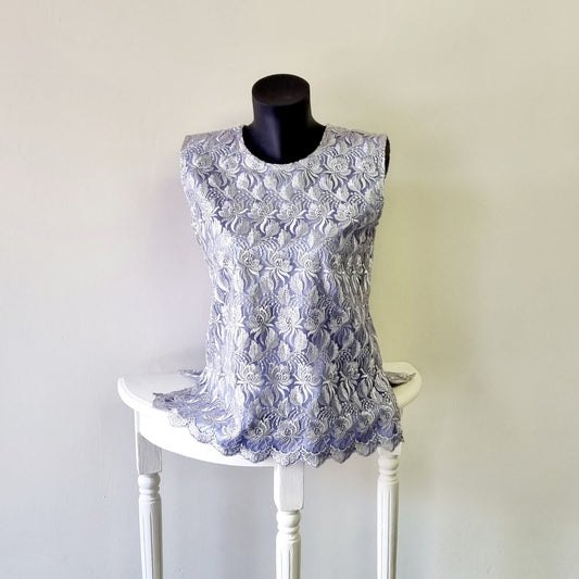 Hand Sewn - Mauve lace lined vintage sleeveless top.