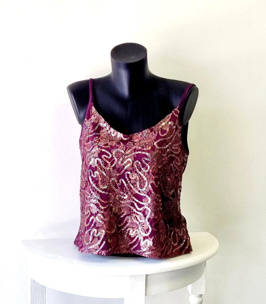Miladys Essential Collection - Purple sequenced strap top