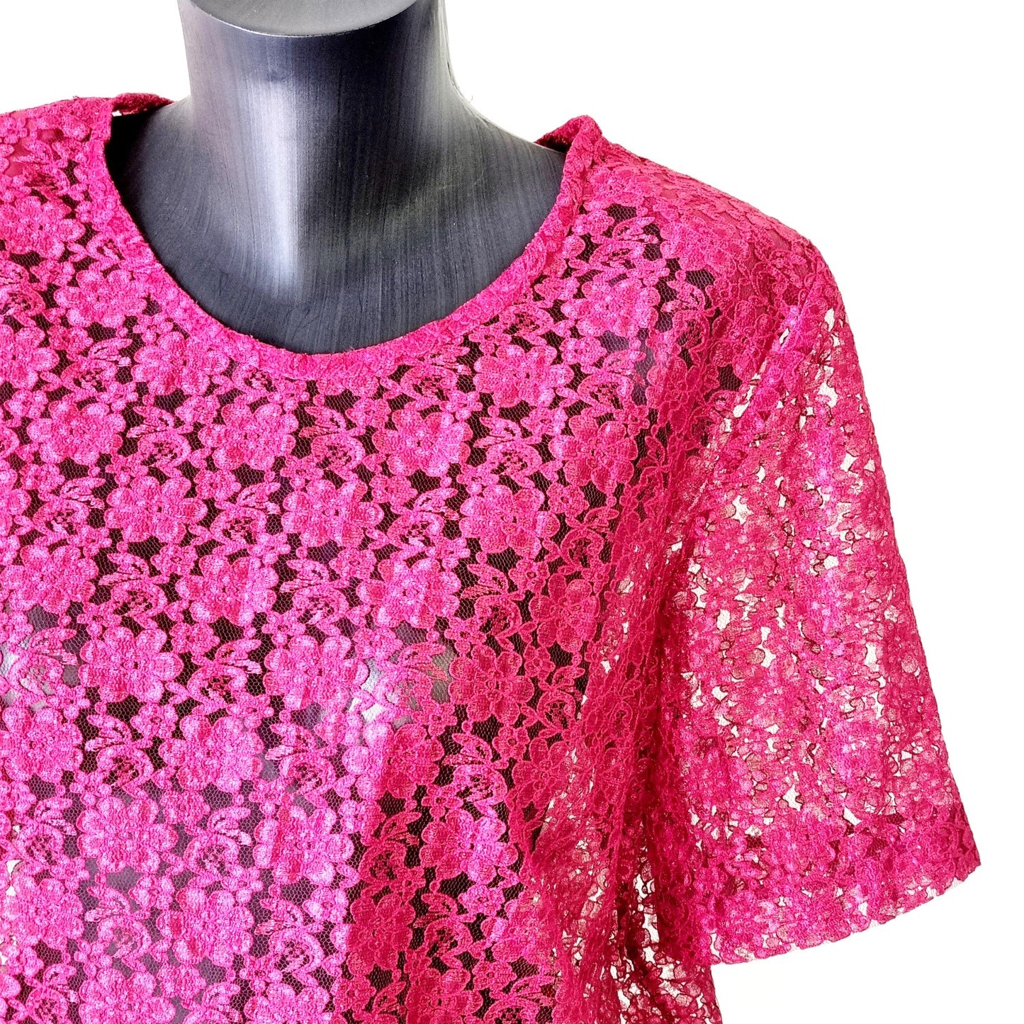 Hand Sewn - Deep red laced padded sleeve blouse