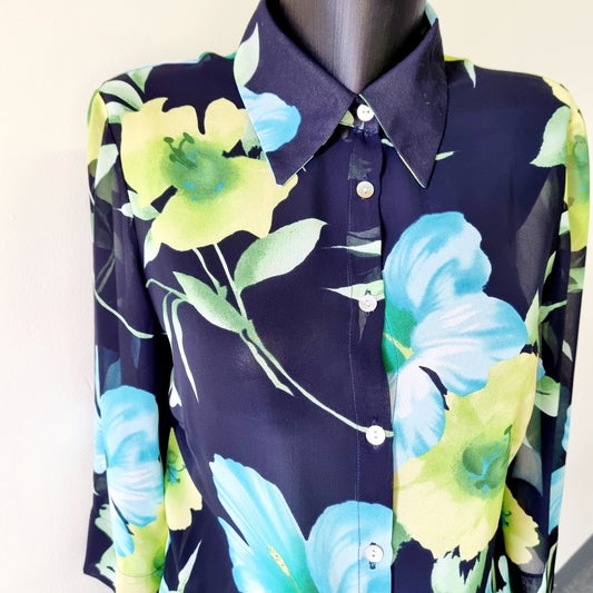 Exact - Black, blue & yellow 3/4 sleeve buttoned shirt