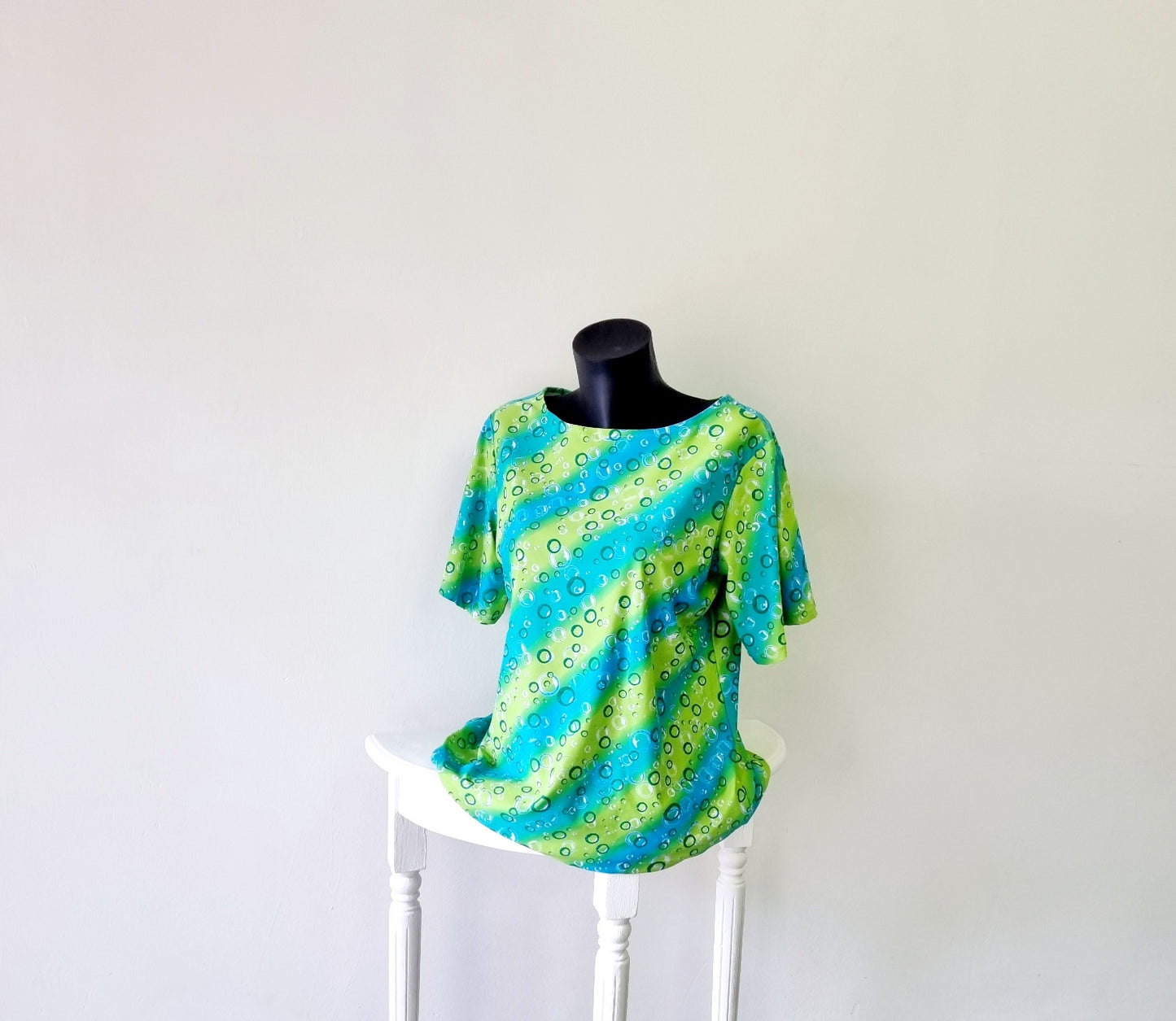 Hand Sewn - Blue & Green bubble top