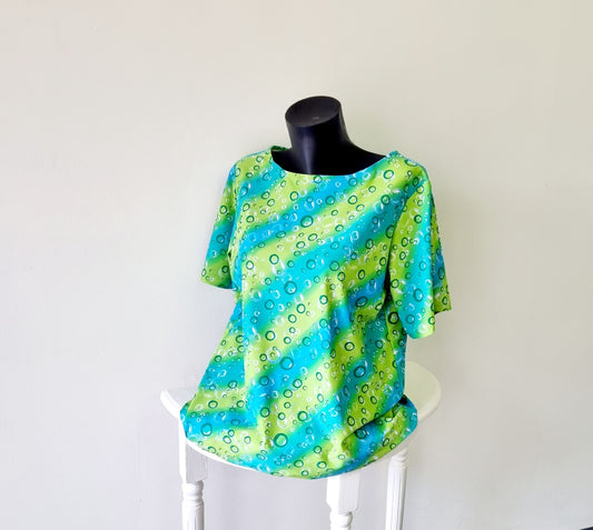 Hand Sewn - Blue & Green bubble top