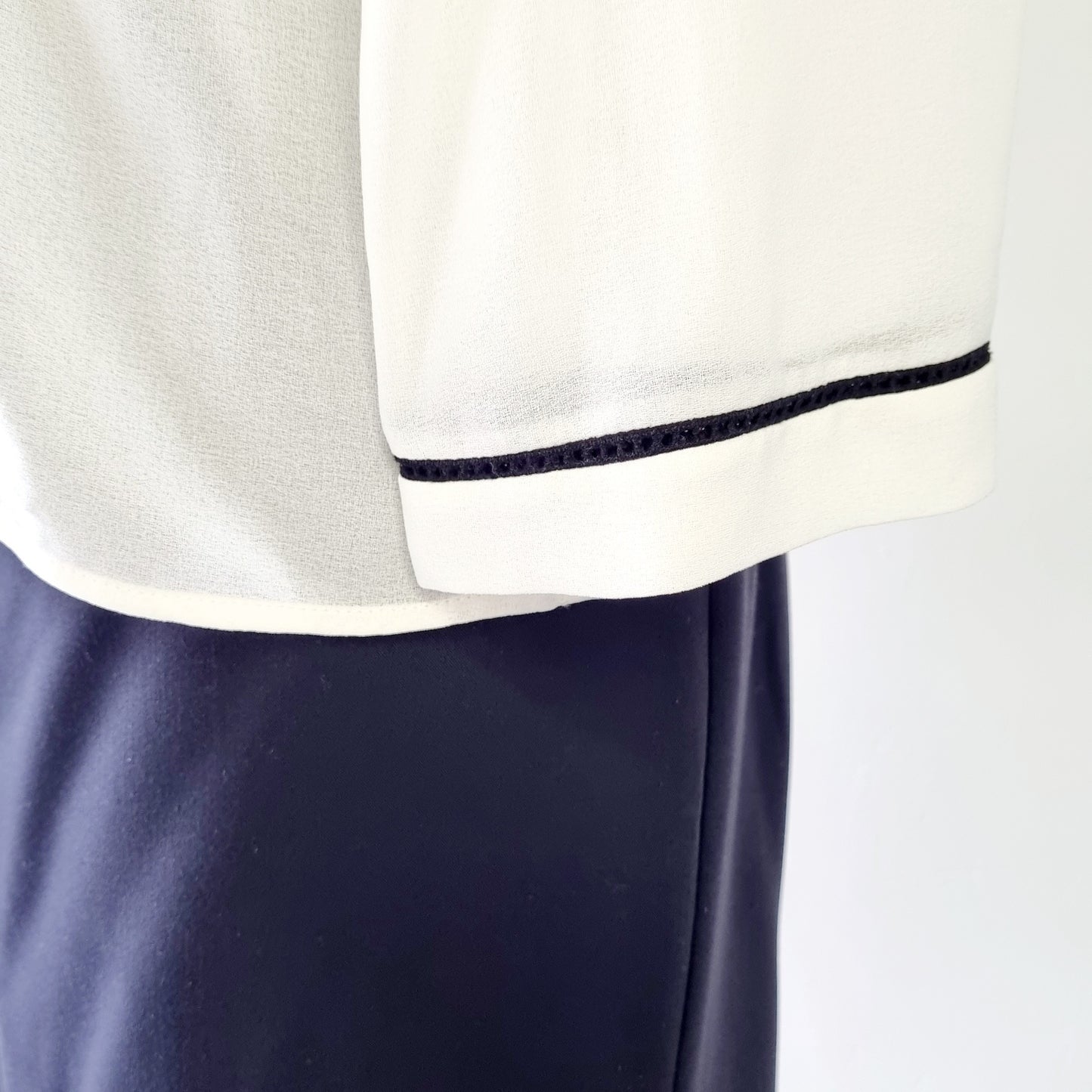 Zara Basic Collection - Off white long sleeve blouse with black embellished detail