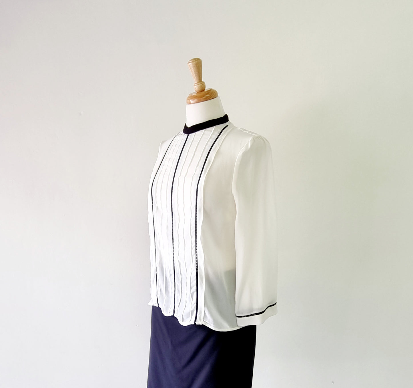 Zara Basic Collection - Off white long sleeve blouse with black embellished detail