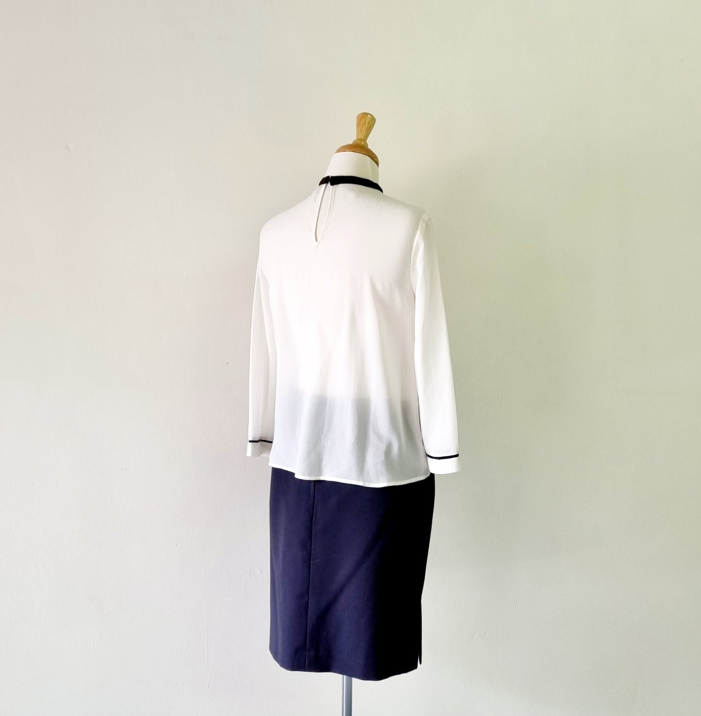 Zara Basic Collection - Off white long sleeve blouse with black embellished detail