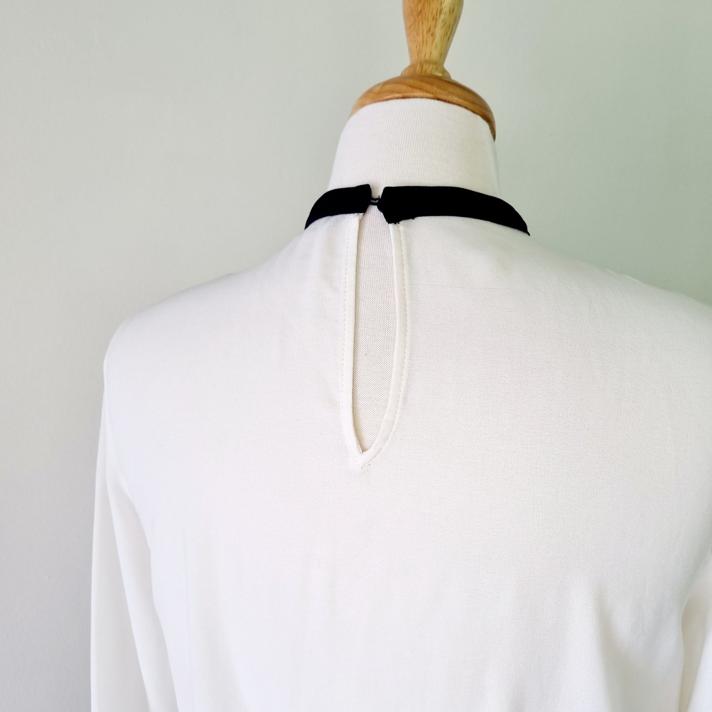 Zara Basic Collection - Off white long sleeve blouse with black embellished detail