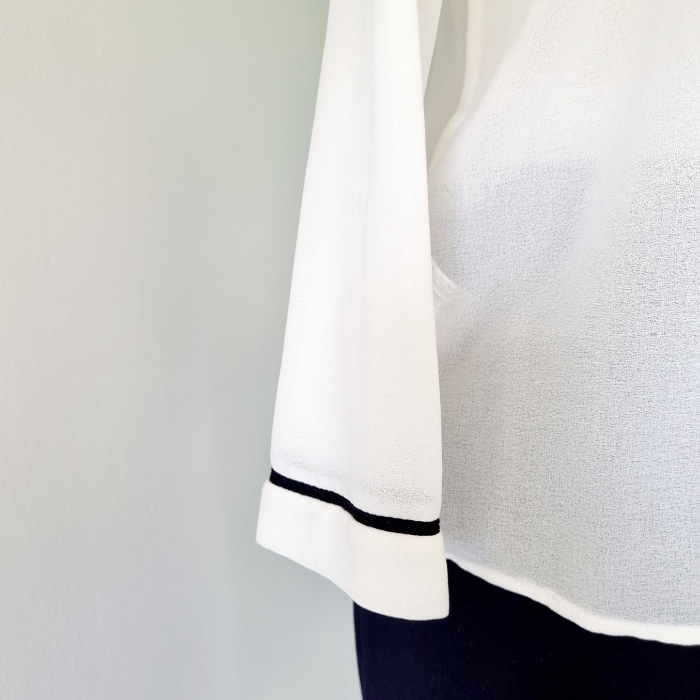 Zara Basic Collection - Off white long sleeve blouse with black embellished detail