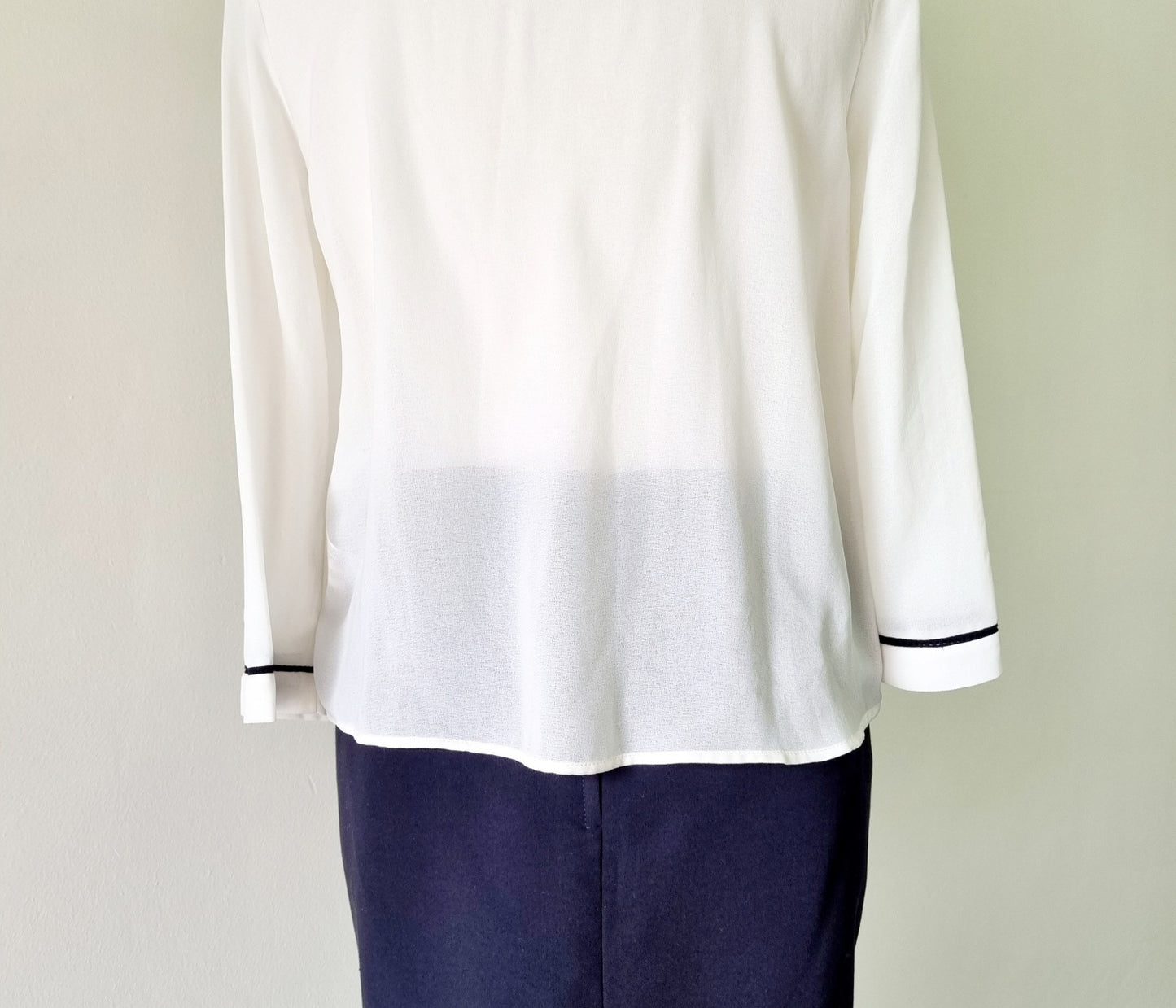 Zara Basic Collection - Off white long sleeve blouse with black embellished detail