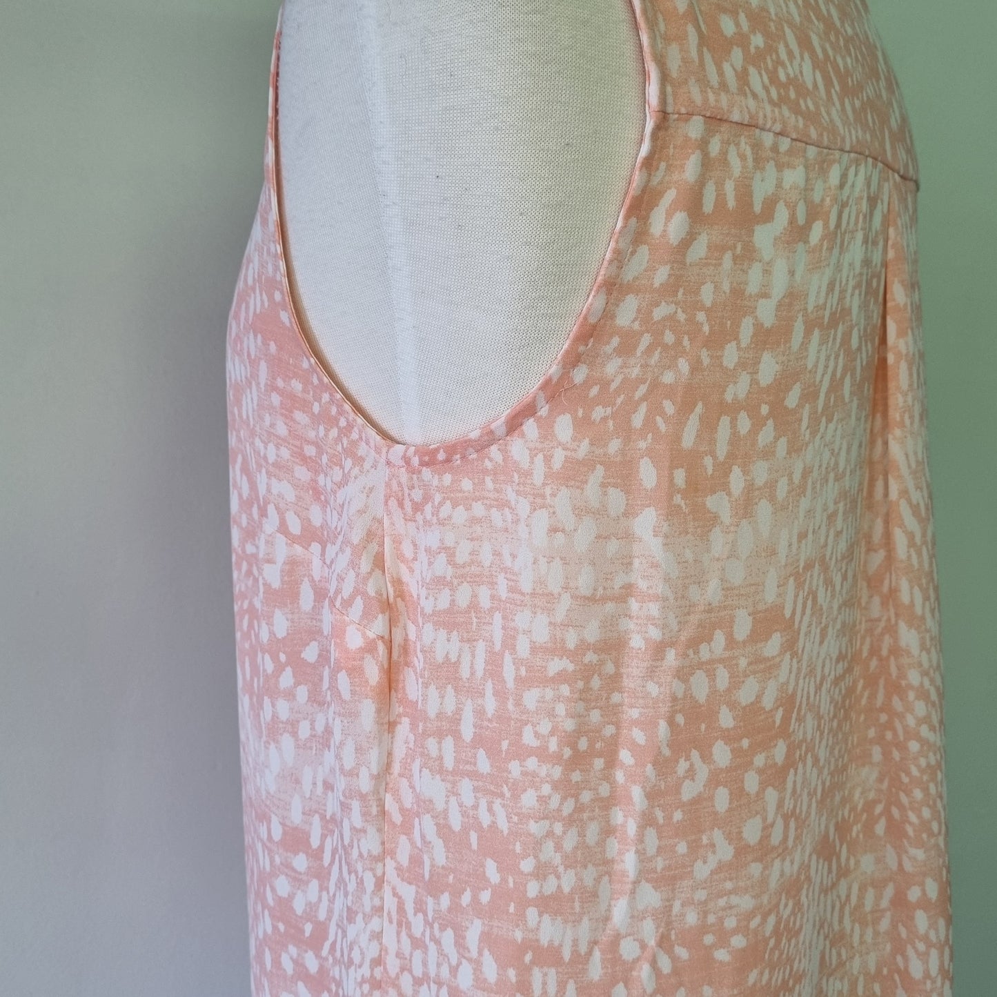 Woolworths - Fresh peach patterned round neckline hi lo sleeveless blouse with front fasterner