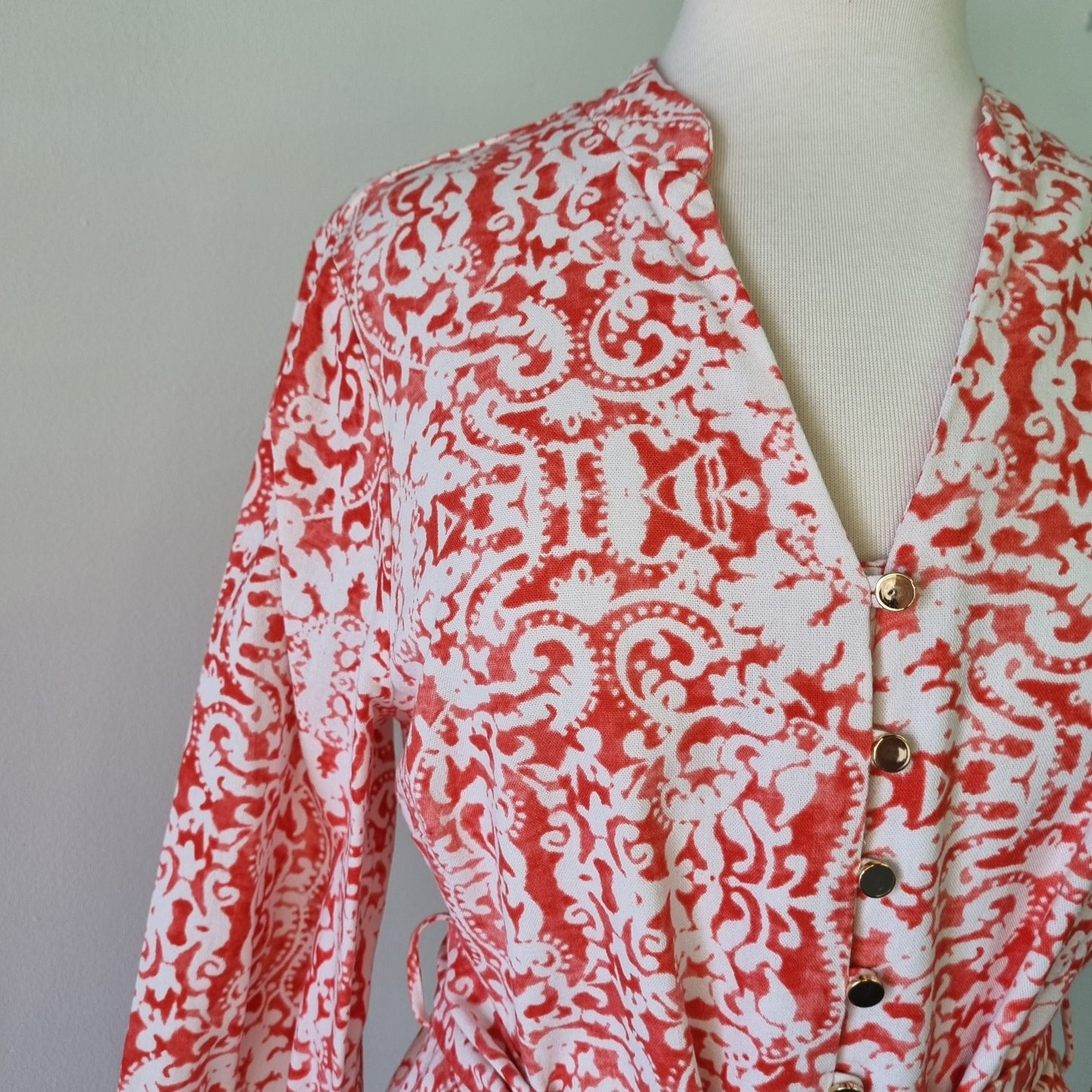 Truworths Ltd - Pink & white waisted front button dress