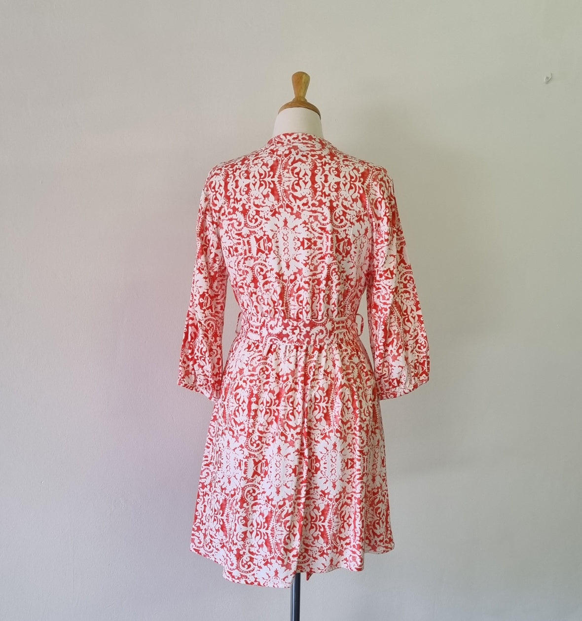 Truworths Ltd - Pink & white waisted front button dress