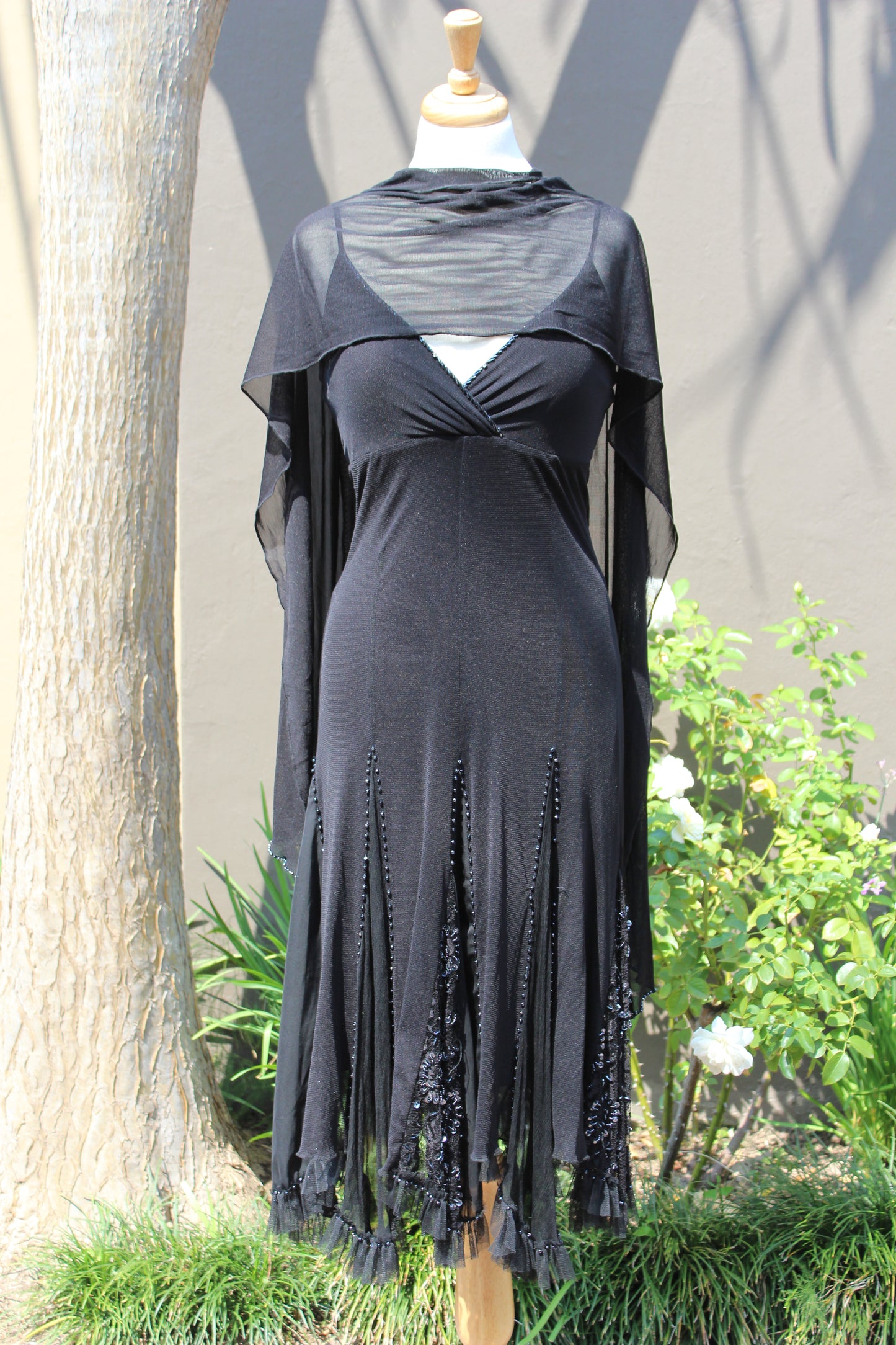 Black Evening Dress with Shawl