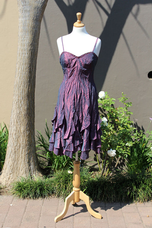 Designer Hip Hop - Mauve ruffled beaded cocktail dress
