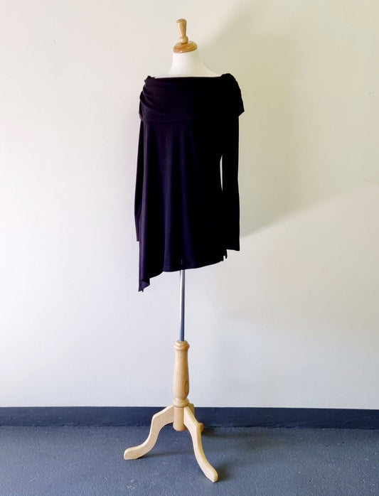 Prima Donna - Black yolk knee length cowl neck top