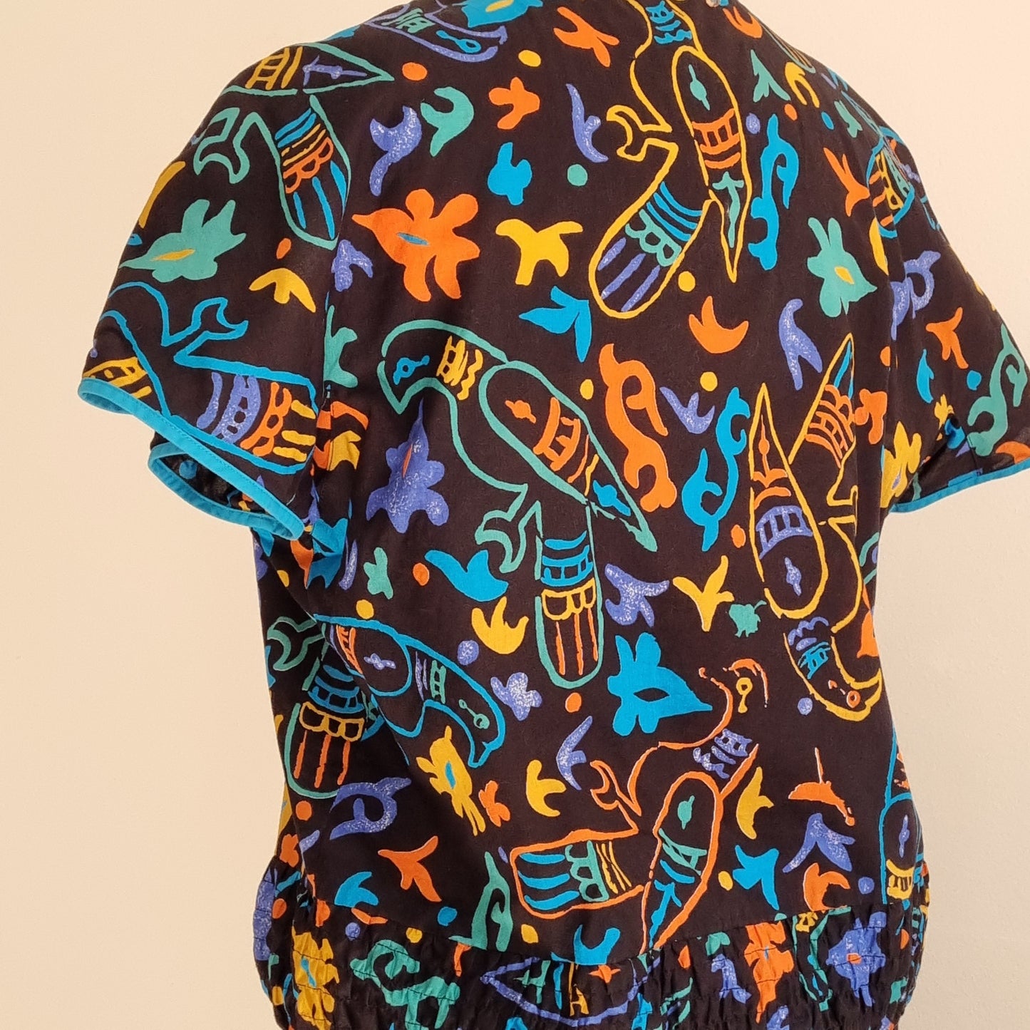 Made in SA - Turquoise waistline button top with turquoise edging