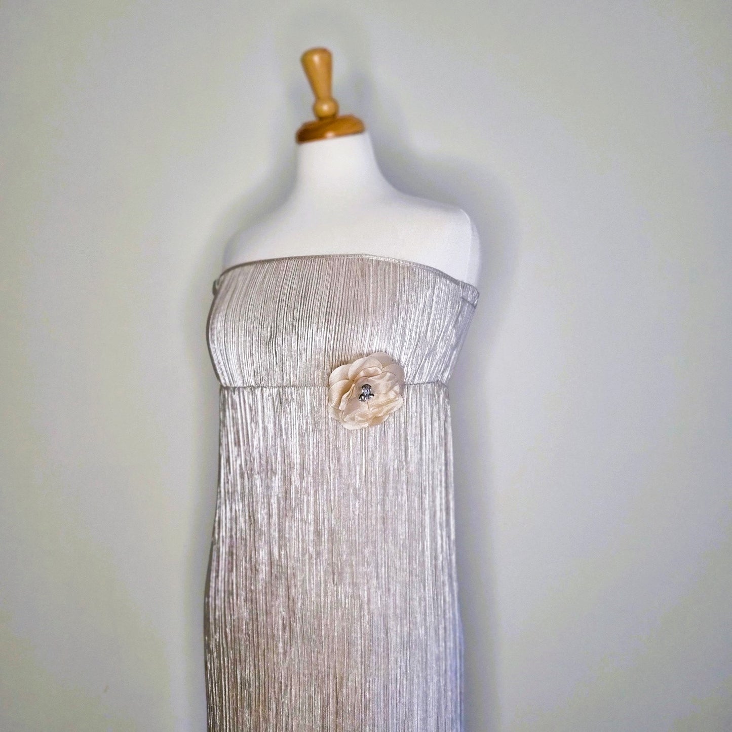 Oasis by Foschini - Gold crushed shimmer strapless maxi dress