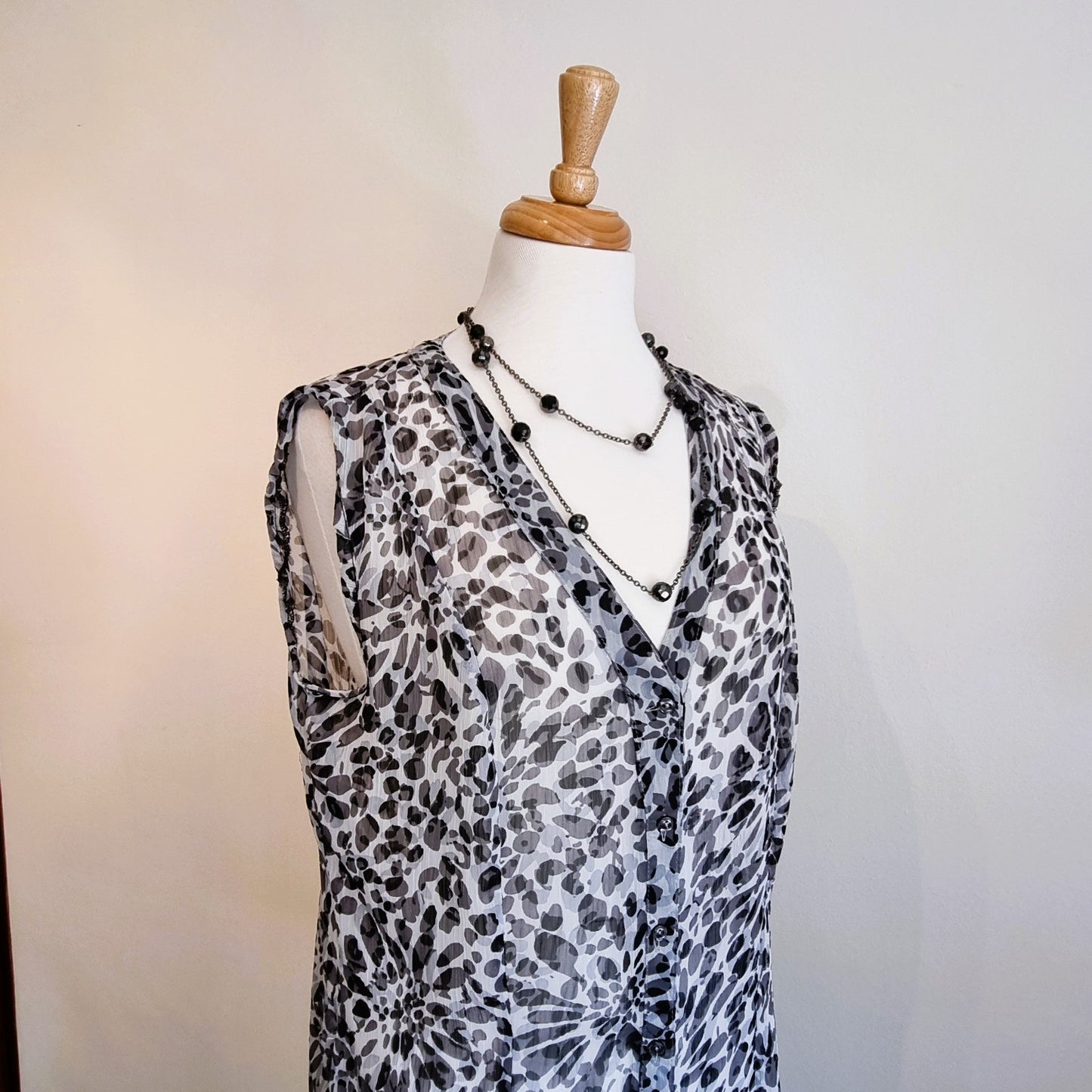 Woolworths Woman - Black animal print buttoned blouse