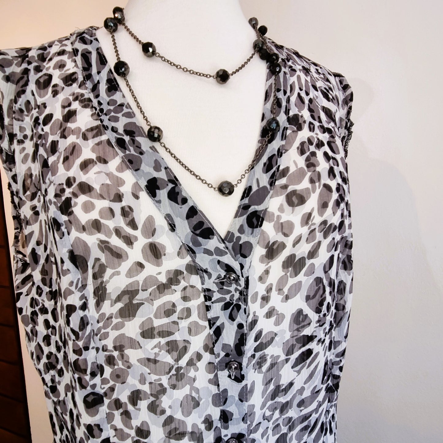 Woolworths Woman - Black animal print buttoned blouse