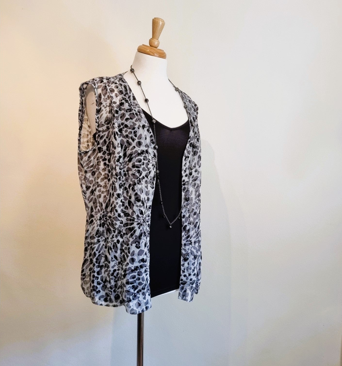 Woolworths Woman - Black animal print buttoned blouse