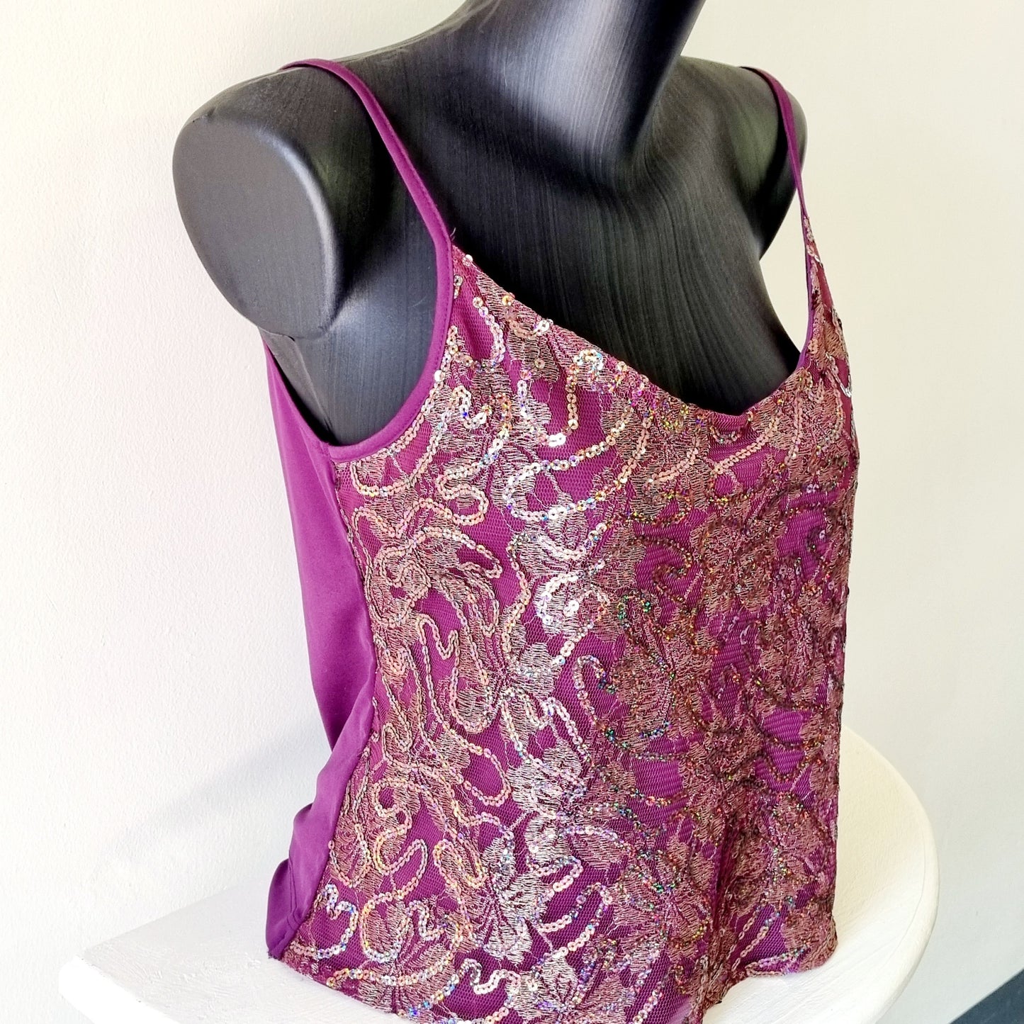 Miladys Essential Collection - Purple sequenced strap top