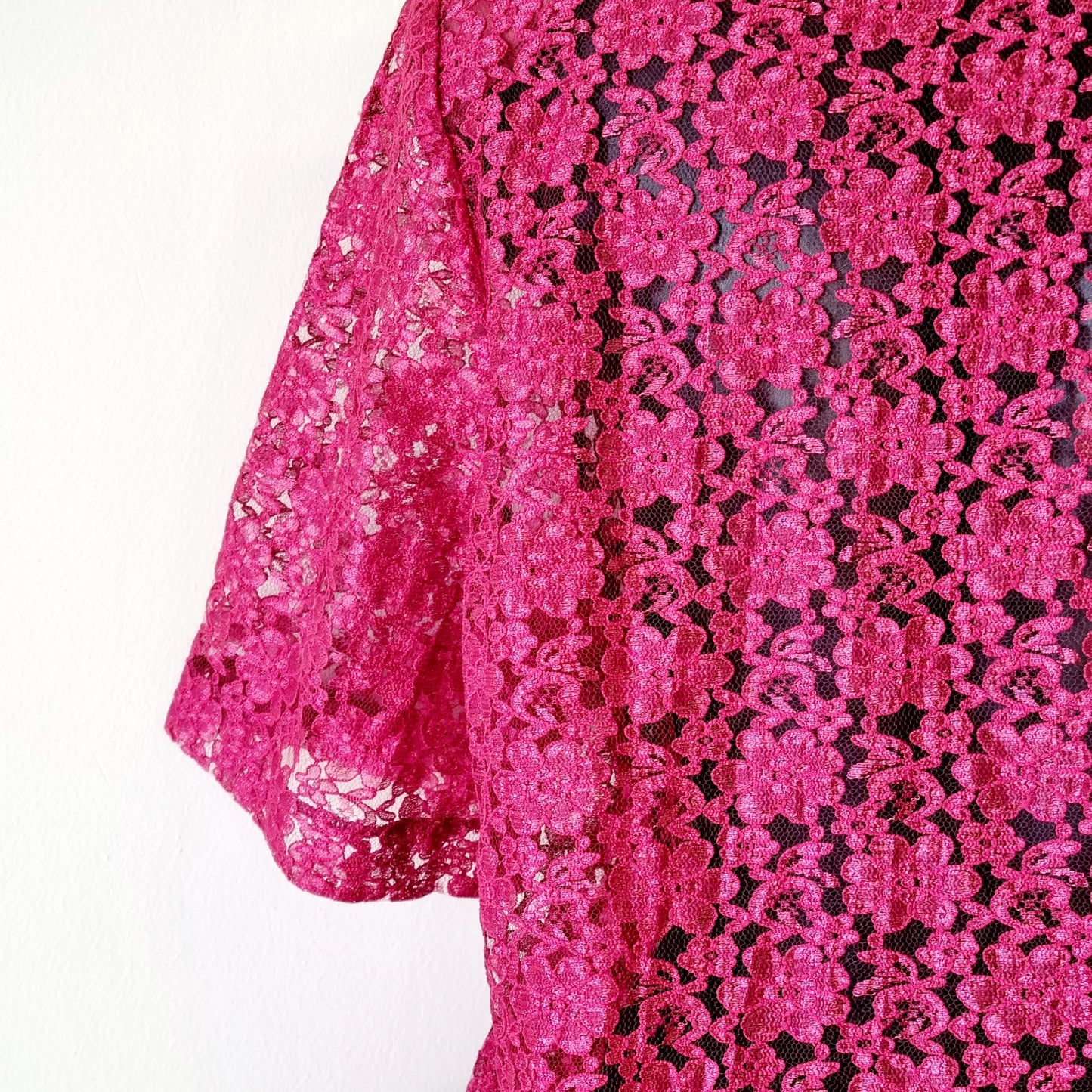 Hand Sewn - Deep red laced padded sleeve blouse