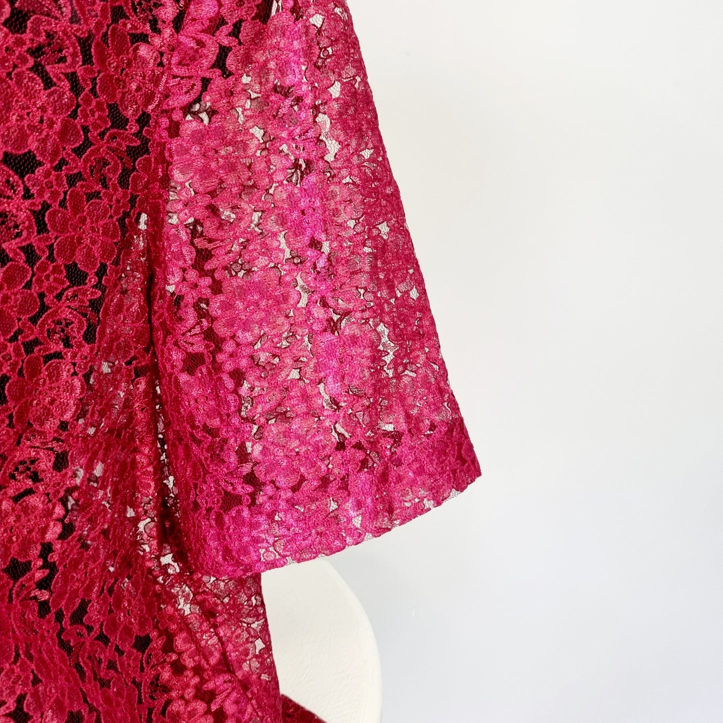 Hand Sewn - Deep red laced padded sleeve blouse