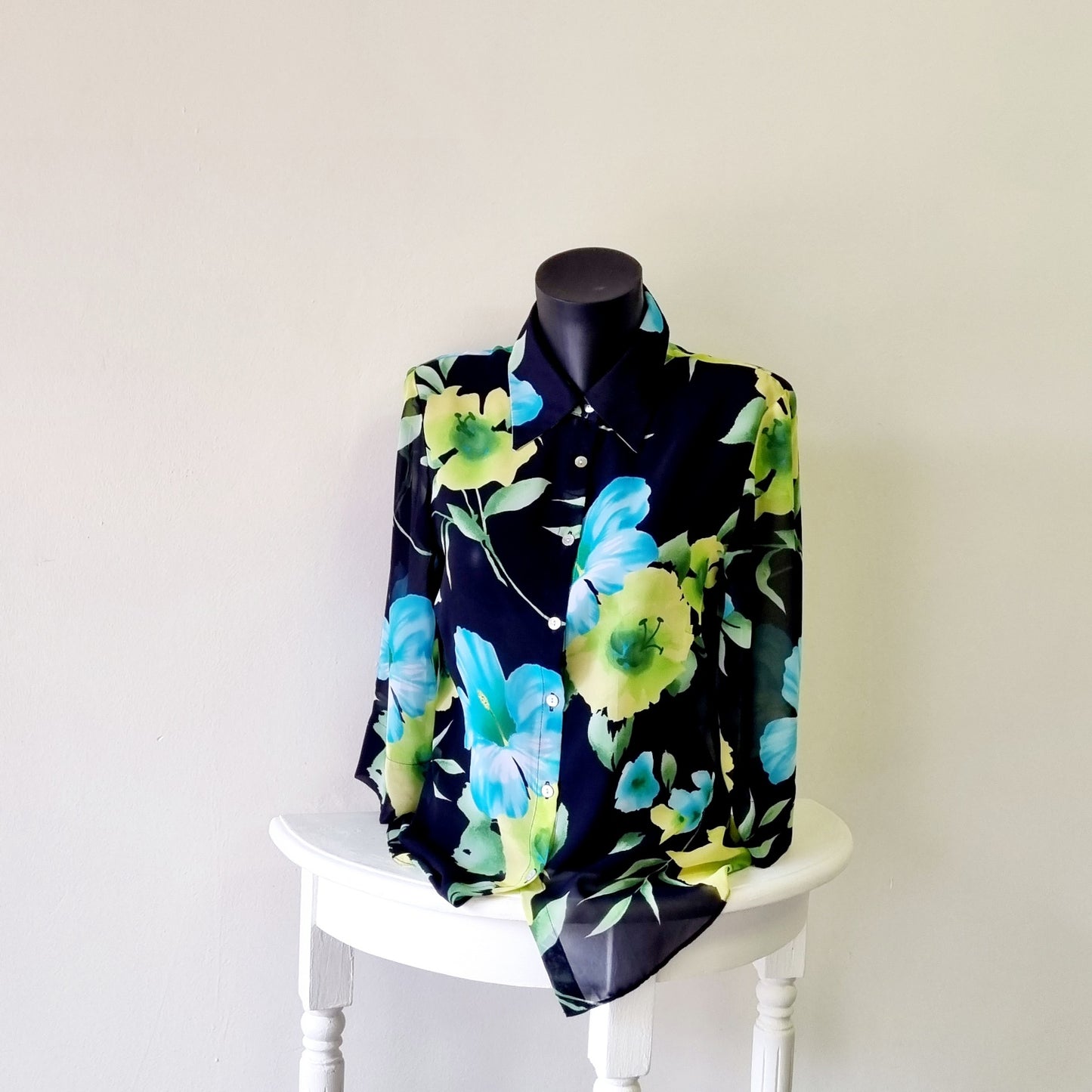 Exact - Black, blue & yellow 3/4 sleeve buttoned shirt