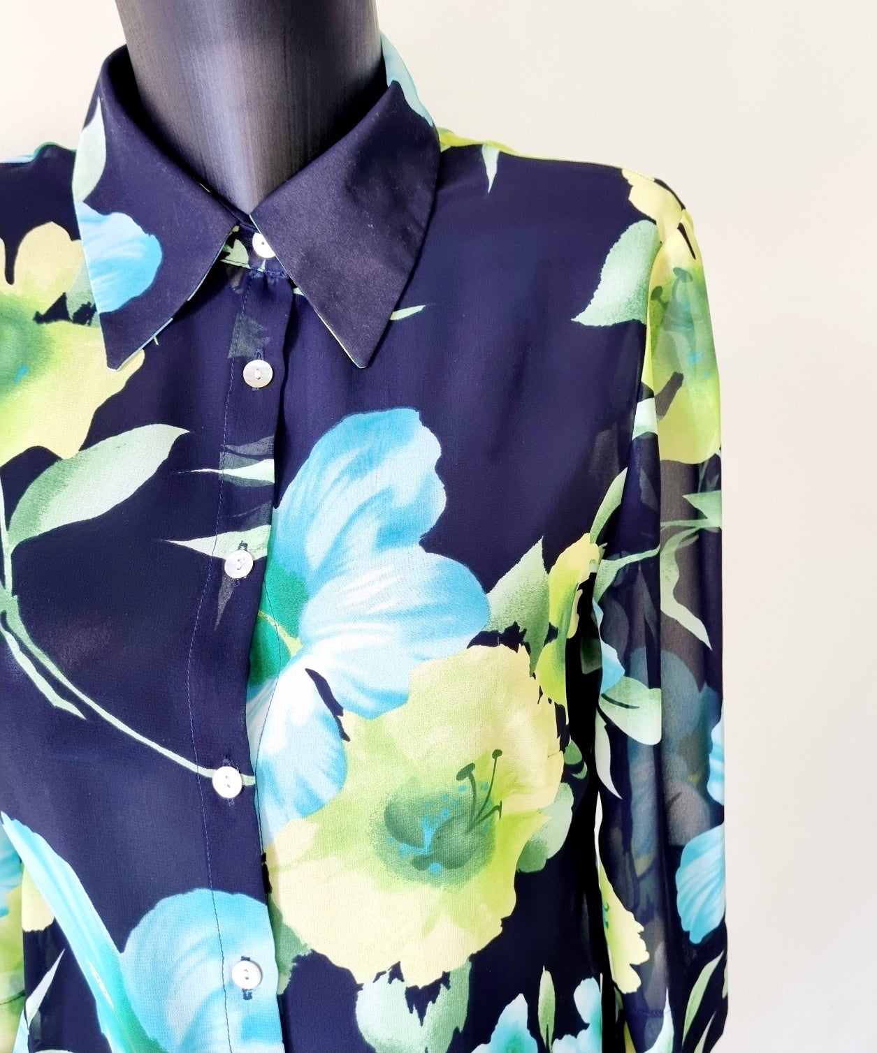 Exact - Black, blue & yellow 3/4 sleeve buttoned shirt