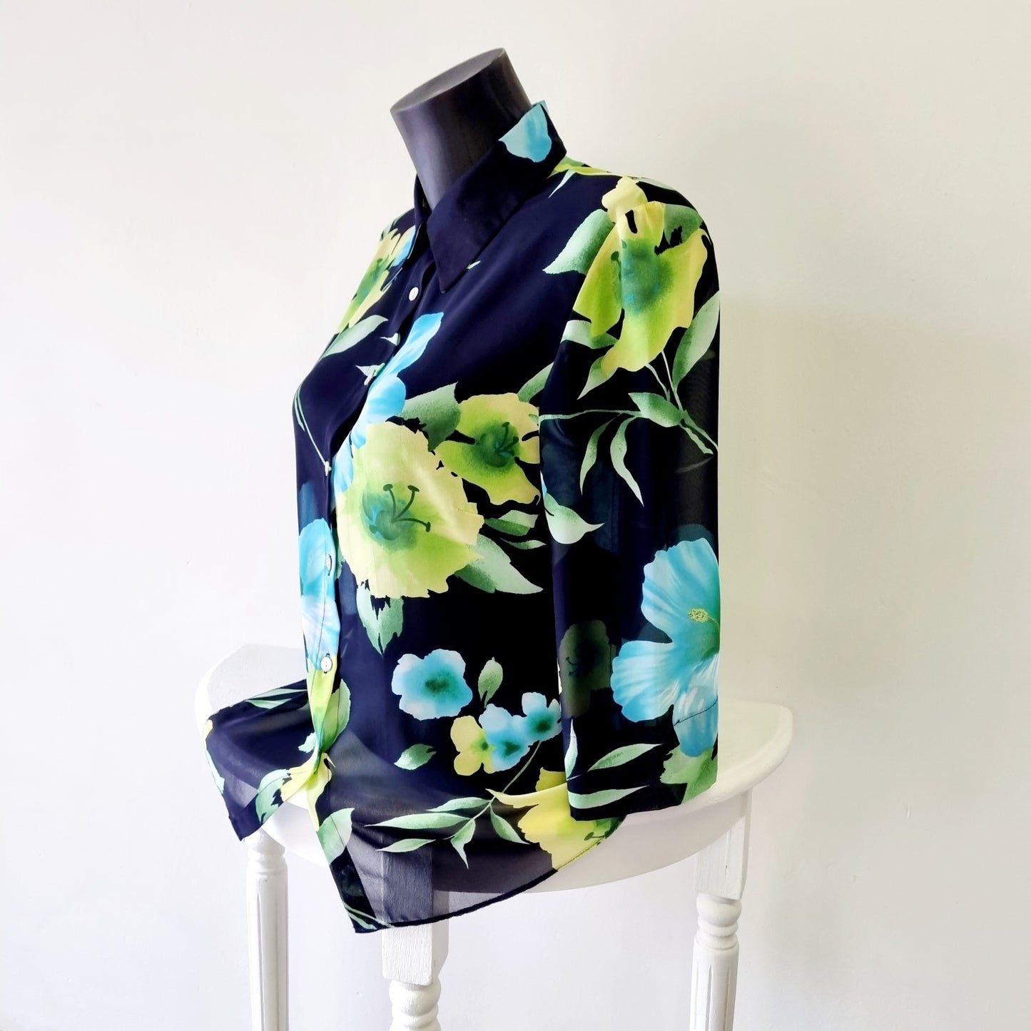 Exact - Black, blue & yellow 3/4 sleeve buttoned shirt