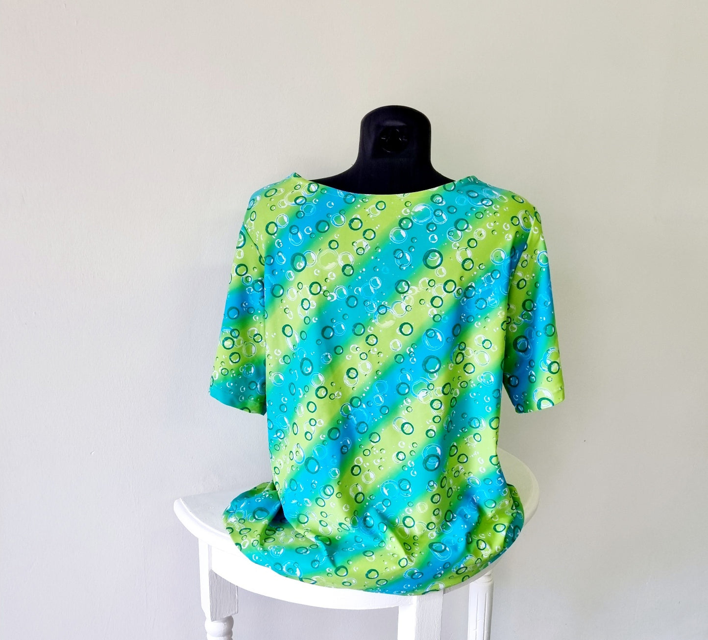 Hand Sewn - Blue & Green bubble top